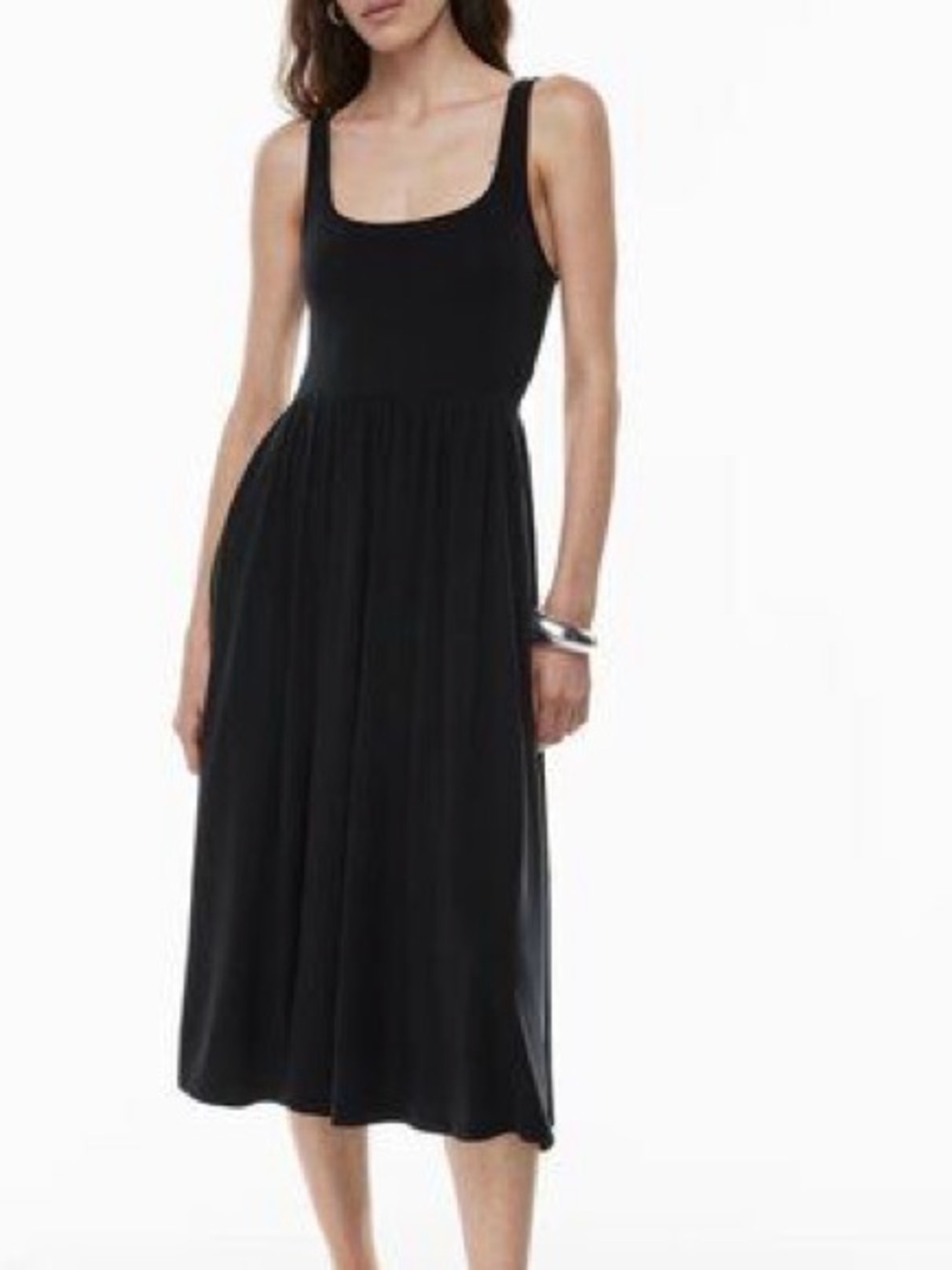 Wilfred Free Large Classic Scoop Neck Black Midi Dress
